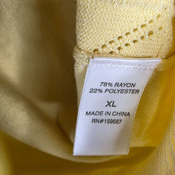 Womens Yellow Ally Mae Knit Blouse Top Round Neck Puff Sleeve Size XL - Picture 6 of 10